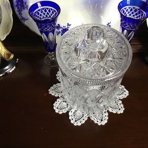 Vintage Crystal Clear Glass Jar with Lid